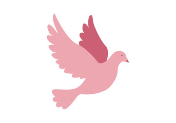 Silueta de paloma rosa en fondo blanco