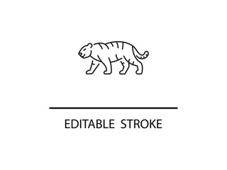 Striking tiger walking outline, great for wildlife awareness campaigns and logo design, showcasing nature's beauty with a minimalist style.