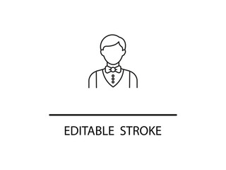 Elegant waiter icon with editable stroke features a modern and professional design perfect for hospitality and food service businesses.