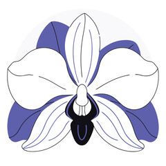 Elegant orchid outline emblem for floral designs and branding