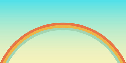 Stylized arching rainbow with warm colors over a soft gradient sky, a symbol of hope and positivity in a minimalist design