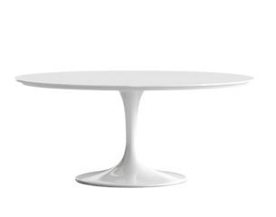 White Tulip Table with Oval Base isolated on a transparent background