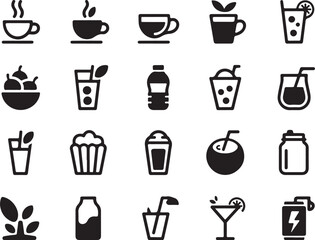 Refreshing drink icons for modern health and beverage brands
