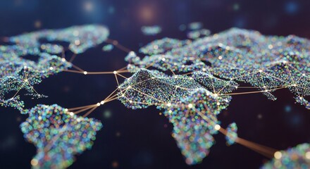 Global Network Visualization Concept With Connected Dots And Lines