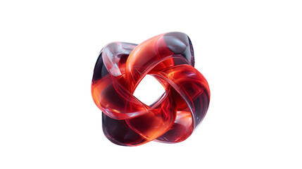 Entangled ruby glass embraces light symbolizing the dance of connection and fiery passion on a stark