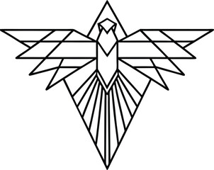 Geometric Eagle Soaring Upward Line Art Illustration on Transparent Background