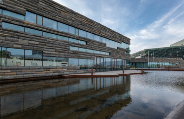 modern glass architecture in Reykjavik city in Iceland