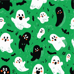 Fototapeta premium Illustration seamless pattern of Happy Halloween for wall cafe, poster, background