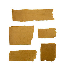 Torn kraft paper scraps with transparent background