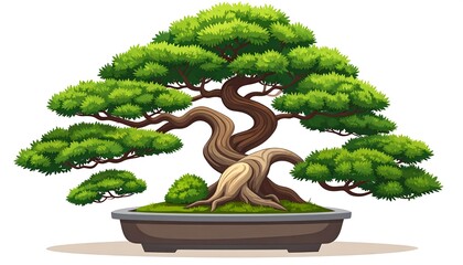 Detailed bonsai tree in pot