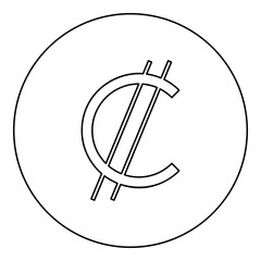 Costa Rica Colon currency symbol sign money icon in circle round black color vector illustration image outline contour line thin style