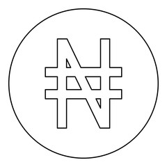 Symbol Nayra sign money currency icon in circle round black color vector illustration image outline contour line thin style