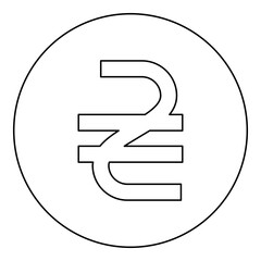 Hryvnia currency Ukraine money sign symbol UAH icon in circle round black color vector illustration image outline contour line thin style
