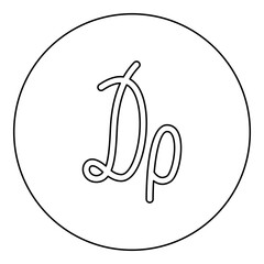 Symbol or sign of Drachma currency money icon in circle round black color vector illustration image outline contour line thin style