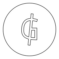 Symbol sign of Guarani Paraguay's official currency Paraguay money icon in circle round black color vector illustration image outline contour line thin style
