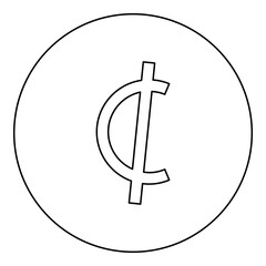 Sedi symbol sign Ghana currency money icon in circle round black color vector illustration image outline contour line thin style
