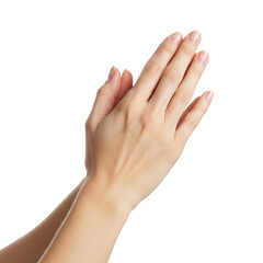 Close-up view of two hands clapping together symbolizing applause and celebration isolated on transparent background