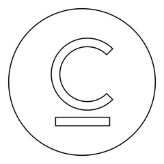 Som sign Kyrgyzstani currency symbol icon in circle round black color vector illustration image outline contour line thin style