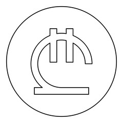 Georgian lari currency symbol GEL money sign icon in circle round black color vector illustration image outline contour line thin style