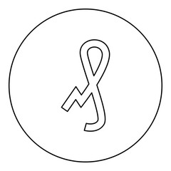 Pfennig German penny sign glyph money symbol icon in circle round black color vector illustration image outline contour line thin style