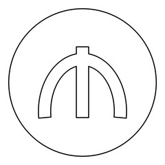 Azeri manat currency glyph symbol money sing icon in circle round black color vector illustration image outline contour line thin style