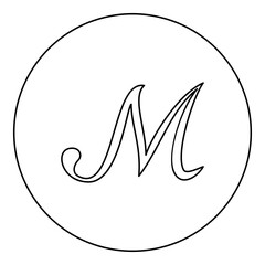 Mark sign symbol icon in circle round black color vector illustration image outline contour line thin style