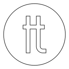 Livre tournois sign money symbol currency U 20B6 icon in circle round black color vector illustration image outline contour line thin style