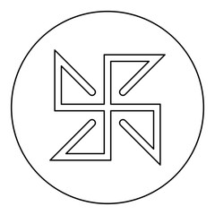 Yarovrat symbol sign slavic pagan icon in circle round black color vector illustration image outline contour line thin style