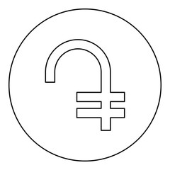 Dram Armenian sign symbol money icon in circle round black color vector illustration image outline contour line thin style