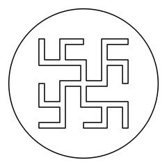 Fern flowers grass symbol sign slavic pagan icon in circle round black color vector illustration image outline contour line thin style