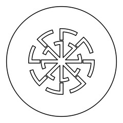 Svitovit symbol sign slavic pagan icon in circle round black color vector illustration image outline contour line thin style