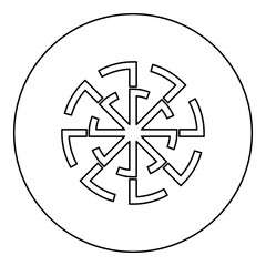Svetch symbol sign slavic pagan icon in circle round black color vector illustration image outline contour line thin style