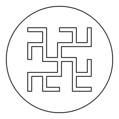 Odolen grass symbol sign slavic pagan icon in circle round black color vector illustration image outline contour line thin style