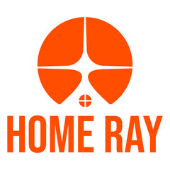 home sun rays flat minimalist logo design