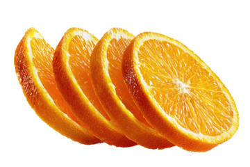 Juicy orange slice overlapping with dried slice, rich color difference and crisp surface texture, isolated on transparent background.
