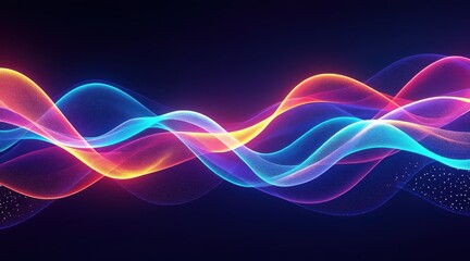 Naklejka premium Vibrant glowing sound wave with particles on dark background