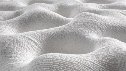 Close-up of textured white fabric resembling a flowing landscape with varying shadows