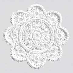Detailed white crochet flower doily