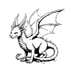 Fantasy creature monochrome majestic mythical beast isolated captivating fairytale design detailed