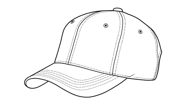 Baseball cap illustration simple design isolated white background for apparel mockups - Powered by Adobe