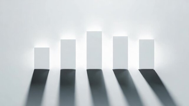 Creating a Visual Representation of Growth and Progress: Five Rising Bars Symbolizing Incremental Advancements in Data, Performance, or Success Over Time.