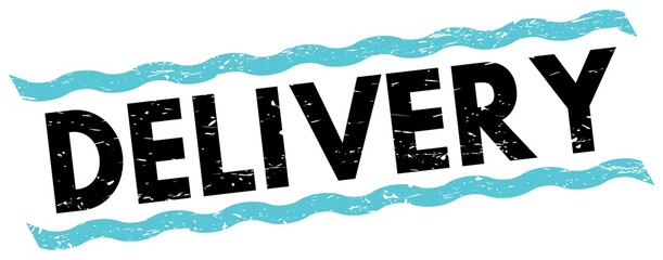 DELIVERY text on blue-black lines stamp sign.