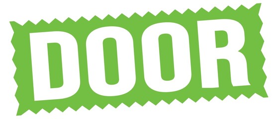 DOOR text written on green stamp sign.