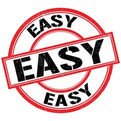 EASY text on red-black round stamp sign