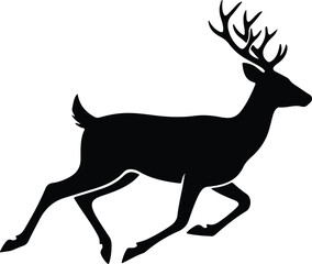 Vector silhouette running deer buck animal outline illustration