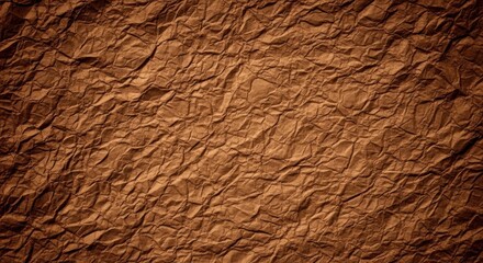 Dramatic Vignette on a Richly Textured Crumpled Brown Kraft Paper