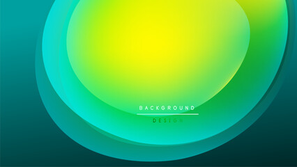 Abstract vibrant layers create flowing gradient. Circular shapes dominate dark background. Modern design element for digital projects.