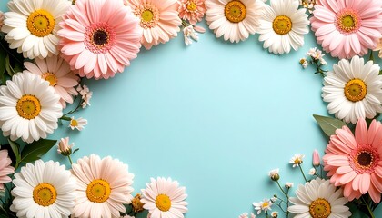 Fototapeta premium Floral frame on pastel background
