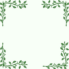 Elegant green vine frame decorated with lush leaves, natural botanical border design, fresh and minimalist greenery wreath, perfect for invitations, eco branding, posters, and digital artwork.