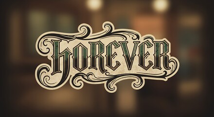 Forever script lettering design elegant ornamental style decorative concept
